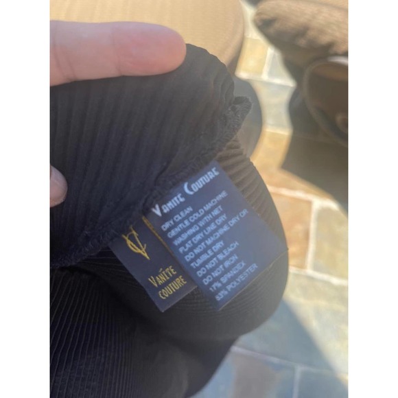 VANITE COUTURE BLACK PLEATED FABRIC BLACK DRESS SIZE ONE SIZE (DR900 - Picture 6 of 8